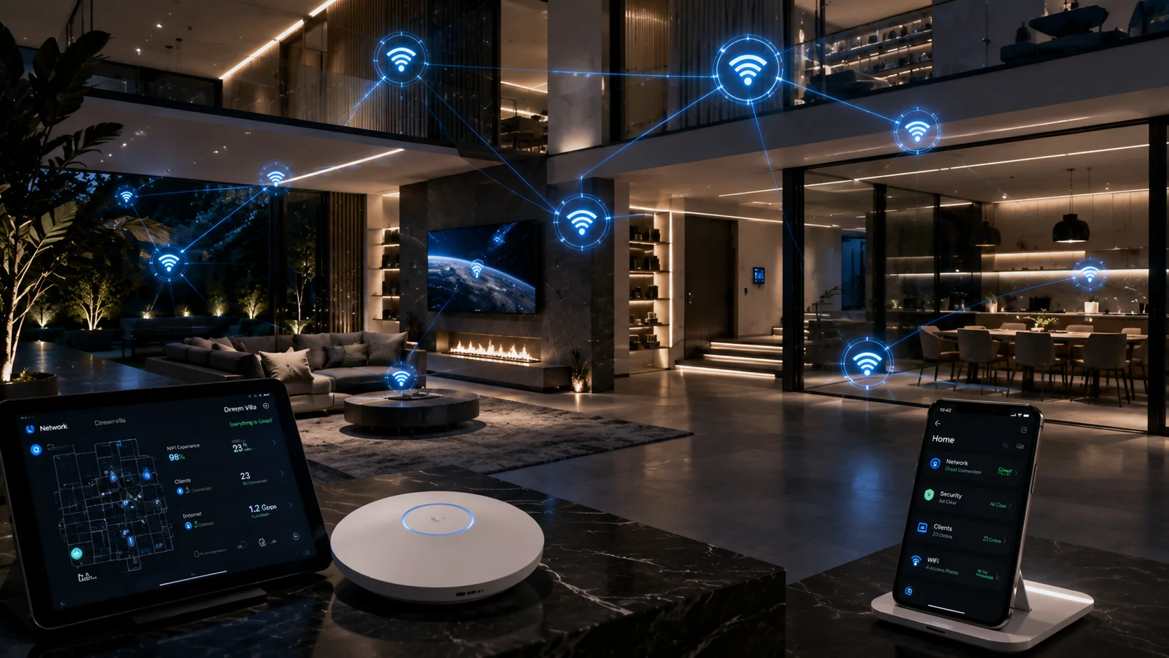 Moderne luxe villa met tuin en terras, professionele WiFi-dekking